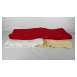 Bedding, two cotton twin coverlets and red queen