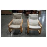 Two Ikea cantilevered wood frame chairs, seller