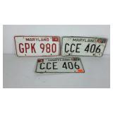 License plates, Maryland plates, 3