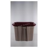 Empty tote with lid, lid does have a small crack,