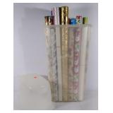 Wrapping paper in tote with lid, lid does have a