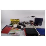 Office supplies, notebooks, calculators, binders,