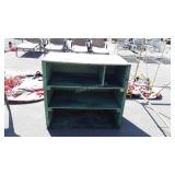 Nice pine multi shelf Cabinet, green painted,
