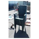 Set of 6 Green plastic Outdoor Chairs