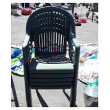 Set of 4 Green plastic Outdoor Chairs