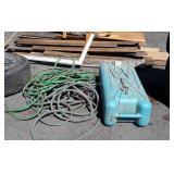 Blue poly Water Storage Tank with 2 water hoses,