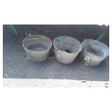 3 Galvanized Pails, one with dent, 4 Gallons each