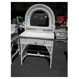 White Wicker Dressing Vanity with Mirror, some