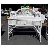 White Wicker Writing Vanity Desk, 41" wide,