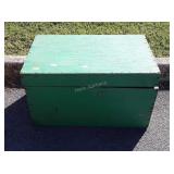Green Painted wood Storage Chest, 30wx19dx17"