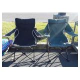 Two Camping Chairs green one with more use wear