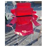 Pair of red Folding Camping Chairs with Storage