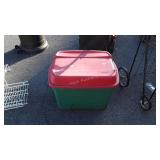 Plastic Storage Tote, red green color