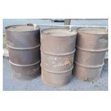3 metal 55 gallon Drums, all connected with