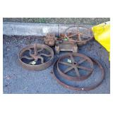 Old Iron Myers Pump Parts, 2 belt pulleys, pump