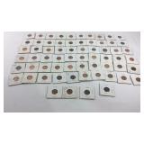 Penny lot, 64 pennies wheat and Lincoln