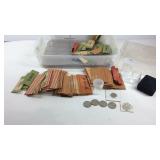 Plastic container with plastic coin sleeves,