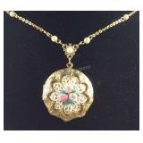 Goldtone locket necklace 24in