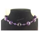 Beaded stone necklace 22in