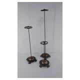Three Brass hat display stands, old, from a Hat
