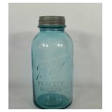 Ball quart blue jar with zinc screw on lid, #5