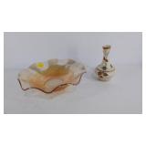 Carnival Iris and Herringbone glass bowl, and