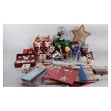 Christmas decor, stocking holders, lights, tree