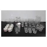 Glassware, pitchers, vases, punchbowl, glasses