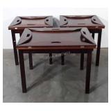 Three butler tables, tops show wear, 20" x 20"