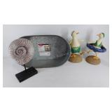 Galvanized tub and 3 beach/pool decor items