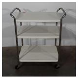Three tier enameled bar cart, 16.5" x 27.5" x 32"