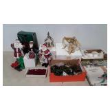 Holiday decor, Santas, bird ornaments, tree