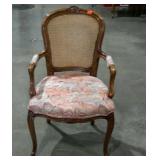 French provincial cane back armchair, cracked as