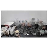 Glassware,  glasses, mugs, vases, bowl, some are