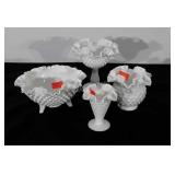 Fenton hobnail ruffled glassware