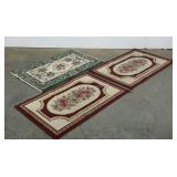 3 scatter rugs, 23 x 37, all need cleaned