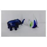 Decorative glass animals, fish and 2-piece