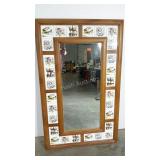 Tiled mirror, early Americana scenes, 30 x 50