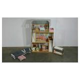 Tall dollhouse with furniture, 43" tall x 29"