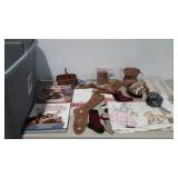 Country craft decor, embroidered towel, table