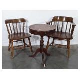 Wooden furniture group, includes captains chair,