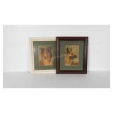 Two dog themed paint by numbers, framed and