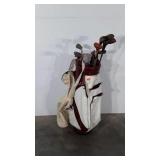 Golf clubs and PGA golf bag, most marked Spalding