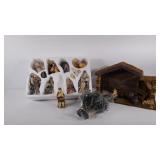 Ceramic Nativity scene with stable, good