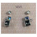 ViVI Crystal Silver Tone 3 Earrings Set New with