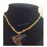 Murano Glass Fish on Freshwater Pearl Necklace