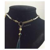 ViVI Green Gold Tone Long Necklace New with Tag