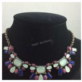 ViVI Green, Pink, & Blue Gold Tone Necklace New