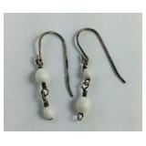 Sterling Silver White Bead Dangle Earrings