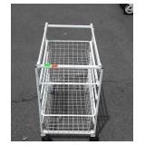 Metal two drawer rolling cart